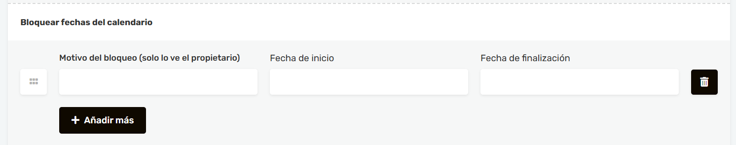 Bloqueo de fechas